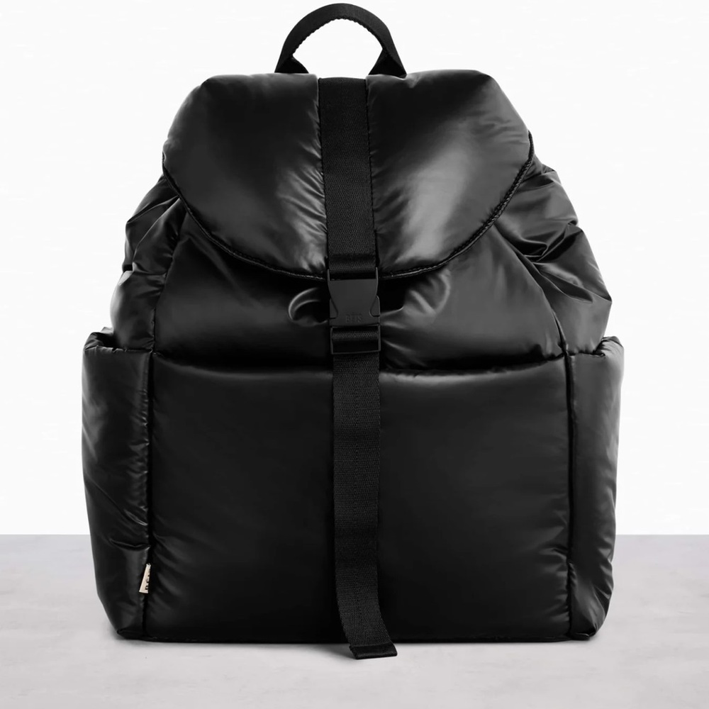 BEIS Black Quilted Puffer Backpack